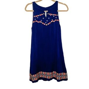 THML Navy Embroidered Sleeveless Dress